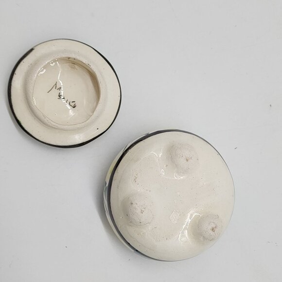 Mexican Hand Painted Ceramic Trinket Box With Floral & Red Bird 3" Diameter - Picture 8 of 8